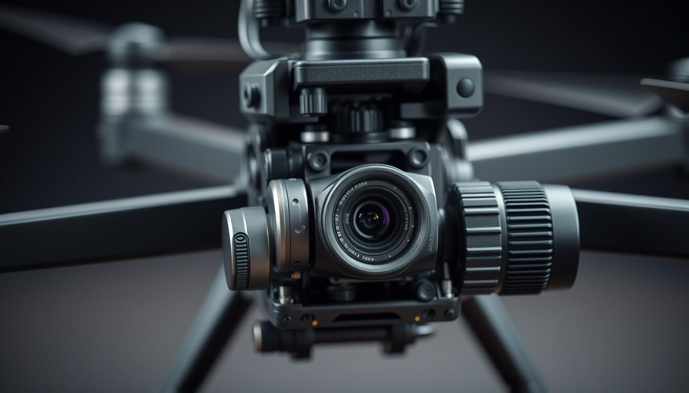 Zaawansowany system kamerowy na dronie używany do profesjonalnego filmowania dronem dla produkcji audiowizualnych